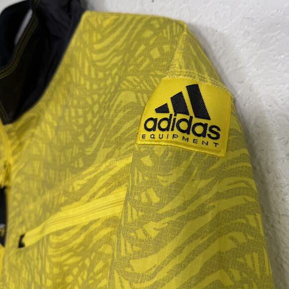 Vintage Adidas Equipment Jacket Mens Medium Zip Up Windbreaker Retro 90s Yellow - Picture 7 of 12